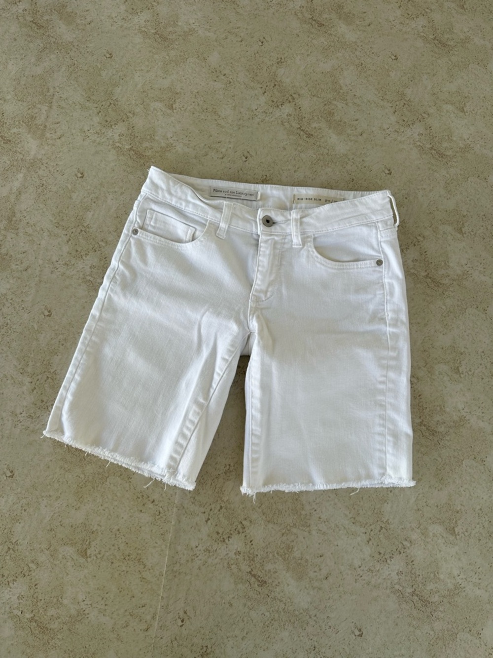 Pilcro & the Letterpress Shorts Anthropologie White Denim Mid Rise Slim 25